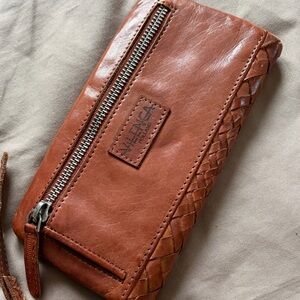 Leather Wallet Wrist or bag & Card Holder in Brown/Whiskey Brown